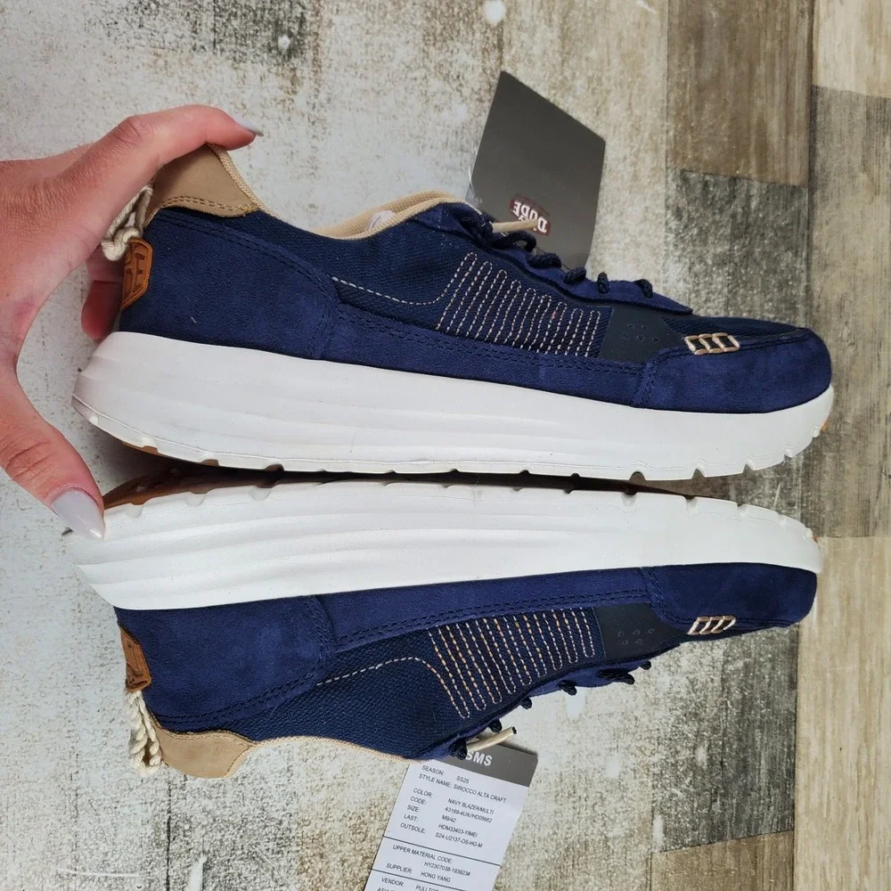 Hey Dude Sirocco Alta Craft Mens Shoes Sz 9 Navy Blue Suede Lace-Up Sneakers